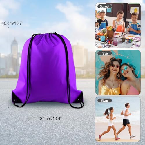 KUUQA 12 Pcs Drawstring Backpack Bags, Purple - color: Purple