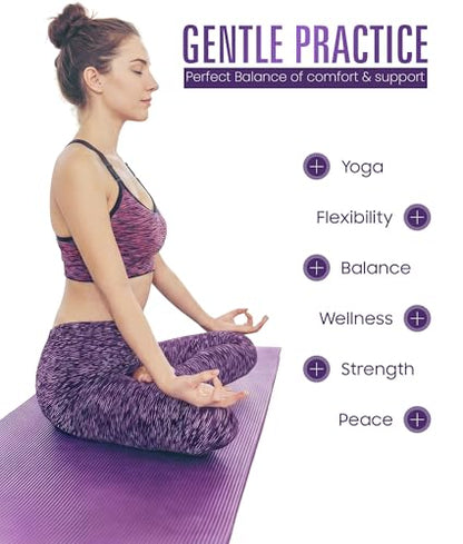 ROMIX Yoga Mat Thick 10Mm, Non-Slip Exercise Mat, 72 X 24 In, NBR - color: Purple