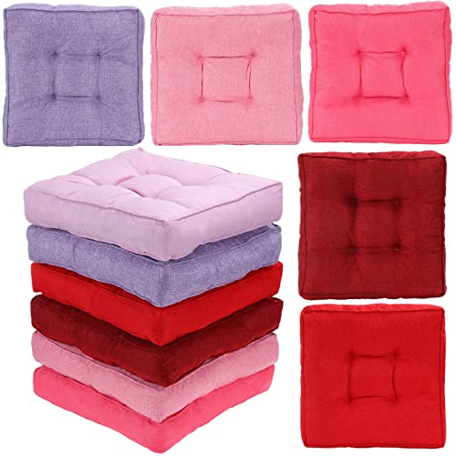 Qunclay 6 Pcs Floor Cushions Bulk Floor Pillows Flexible Seating Cushions 3.15'' Thick Flexible Seating Classroom Furniture Meditation Seat Pillows for Home Nursery Yoga Decor 15.7'' x 15.7''(Bright) - color: Bright