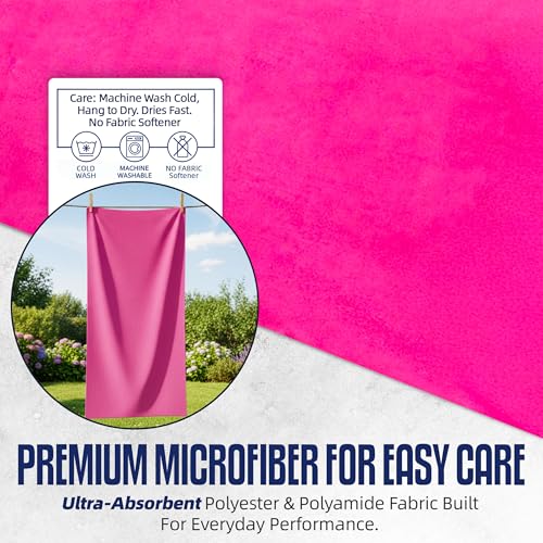 CHEEKY WINX Microfiber Gym Towel – Highly Absorbent Microfiber Sweat Towel, Quick-Dry Lightweight Design, Odour-Resistant Fabric, Matching Carry Bag, Prerry Pink, Large (120 x 60 cm) - color: Pretty in Pink, size: Large