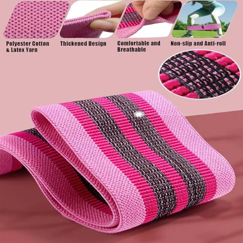 3 Level 18–70 LBS Fabric Resistance Bands, Workout Exercise Bands for Women | Thick Non-Slip Cloth Booty Bands for Legs Glutes Hips, Yoga Pilates Home Gym Training Physical Therapy Rehab