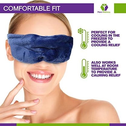 Cooling Eye Compress - Soft Blackout All Natural Aromatherapy for Tension Relaxation, Stress and Pain Relief - Wearable Tension Migraine & Headache Relief - Long Lasting Cooling Therapy - color: Blue