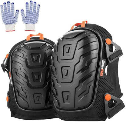 GRENPRO Heavy Duty Work Knee Pads, Quick Release Buckle for Construction - color: Upgraded Black