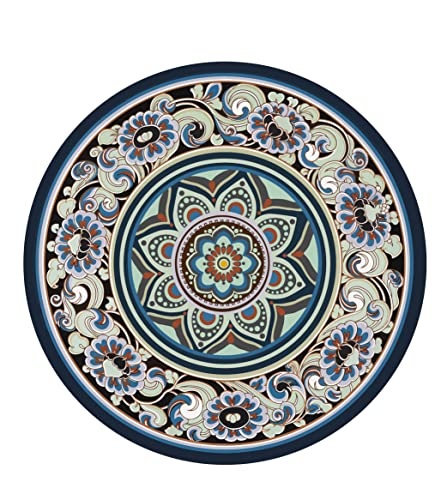 Knsbk Large Round Yoga Mat 4.6'X3.5mm for Exercise Premium Extra Thick, Ultra Comfortable, Non Slip, Meditation Mat - color: Mixed flowers A