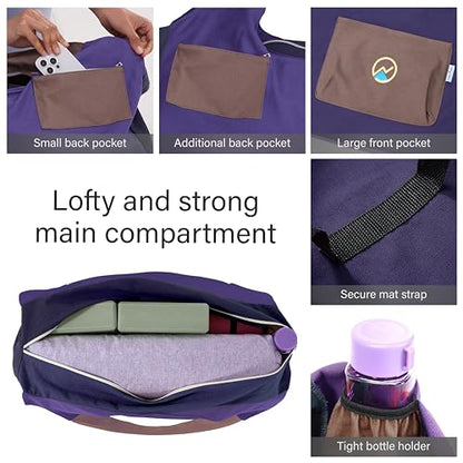 JoYnWell Yoga Bags and Carriers Fits All Your Stuff, Extra Large Yoga Mat Bag Full Zip Yoga Mat Bag with 3 Zipper pockets - color: Raisin-Purple