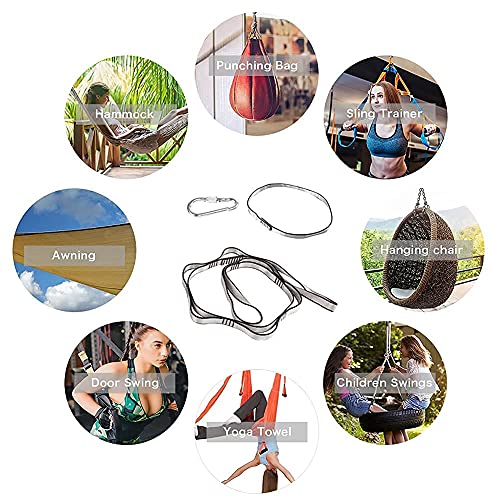 Aokitec Daisy Chains Climbing Strap Strap Rope Yoga Pilates Stretching StrapsMulti-Loop Climber Strength Daisy Chains, 1 Safety Carabiner with Twist Lock System and 1 Connecting Rope