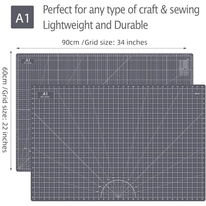 Thickened 24 x 36 Inch Self Healing Cutting Mat, Durable A1 Double Sided 5-Layer Craft Cutting Board for Fabric, Quilting, Sewing, Hobby, Scrapbooking, Arts and Crafts Project, Dark Gray - color: Gray, size: 36"L x 24"W