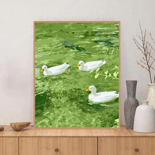 ZRIZQ Paint by Numbers Kit for Adults Beginner,Duck Summer,16x20 | Full set with rich paints,wooden brushes,rolled canvas.Calming,screen-free pastime.Beginner friendly.Just open and paint. - color: 16"X20"Rolled Canvas(Frameless)-Duck 2