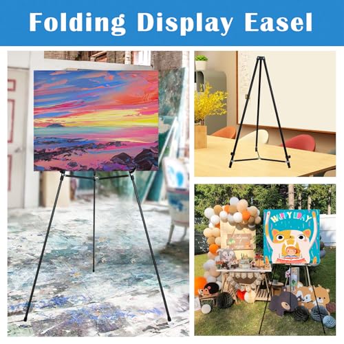 70" Adjustable Aluminum Display Easel Stand, Holds 20 lbs | Versatile Tripod Easel for Artistic Presentations, Lightweight and Sturdy for Art Shows, Exhibitions, and Studios - style: 1 Pack
