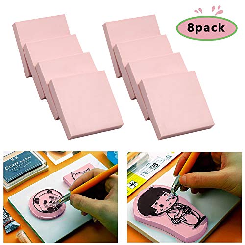 8 Pcs 2"x2" Pink Rubber Carving Blocks for Stamp Soft Rubber Crafts, Soft and Easy to Carve (Square) (Pack of 2) - size: Square (Pack of 2)