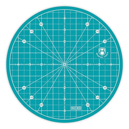 Headley Tools 10"x10" Round Rotating Cutting Mat, Self Healing Mat with 360-Degree Rotation & Anti-Slip Base, Sewing Board Cutting Mat Perfect for Fabric Quilting Leather Hobby Project, Turquoise - color: Turquoise, size: 10"L x 10"W