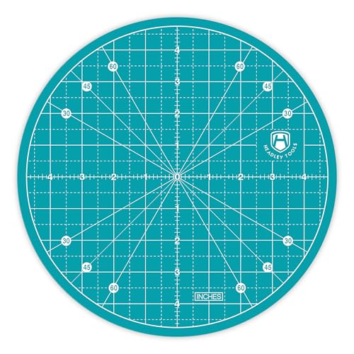 Headley Tools 10"x10" Round Rotating Cutting Mat, Self Healing Mat with 360-Degree Rotation & Anti-Slip Base, Sewing Board Cutting Mat Perfect for Fabric Quilting Leather Hobby Project, Turquoise - color: Turquoise, size: 10"L x 10"W
