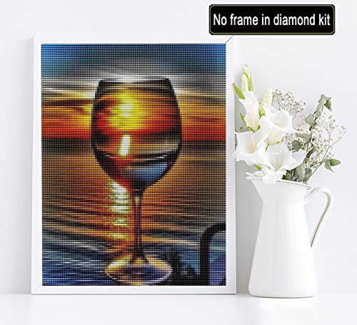Diymood Painting5D Diamond Painting Landscape Goblet, Paint with Diamonds DIY Diamond Art Sunset Ocean, Diymood painting by Number Kits Full Drill Rhinestone for Home Wall Decor 12x16inch - color: Colorful17