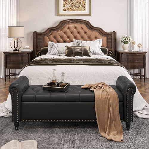 FiveWillowise 65" Bedroom Bench, End of Bed Bench with Storage, Black - color: Black, size: 65-inch