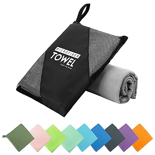 Microfiber Travel Towel, Quick Dry Camping & Gym Towel. Compact | Super Absorbent,Fast Drying,Lightweight,Soft,Suitable for Camping,Backpack,Gym,Swim, Yoga,Hiking - color: Gray, size: XS:12"×24"