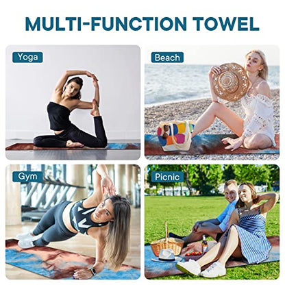 Yoga Towels, Non Slip Hot Yoga Mat Towel with Grip Dots,Super-Absorbent Soft Microfiber Yoga Blanket for Pilates, Fitness and Workout 72inch x 24inch - color: Coffee+blue