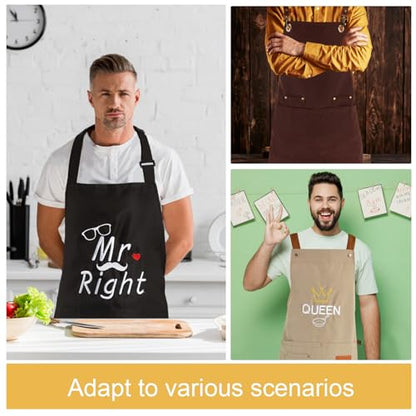 2 Pack Kitchen Cooking Aprons, Adjustable Bib Soft Chef Apron with 2 Pockets for Men Women - color: Black Stripes
