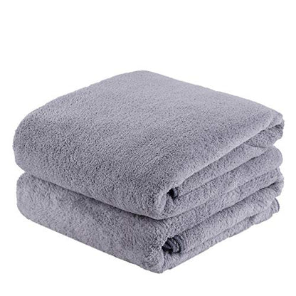 JML Large Bath Towels with Hanging Loop, 2 Pack, 30"x60", Grey | Microfiber, Soft, Absorbent, Quick Drying, Lint-free, No Fading, Lightweight - color: Grey, size: 30 in x 60 in