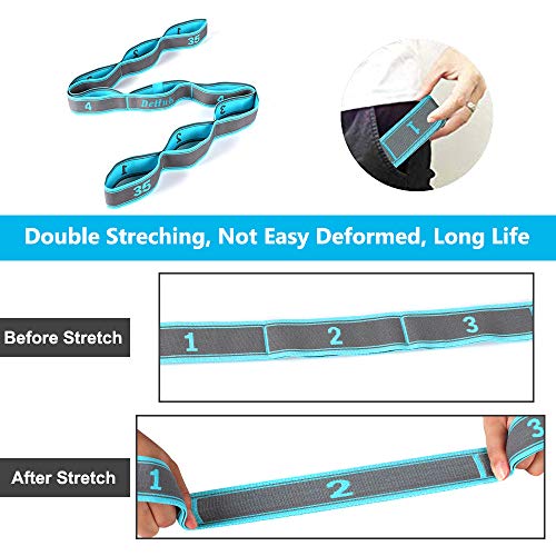 Stretch Strap, Elastic Yoga Stretching Strap, Multi-Loop for Physical Therapy, Pilates, Yoga, Dance & Gymnastics Exercise and Flexible Pilates Stretch Band - color: Blue