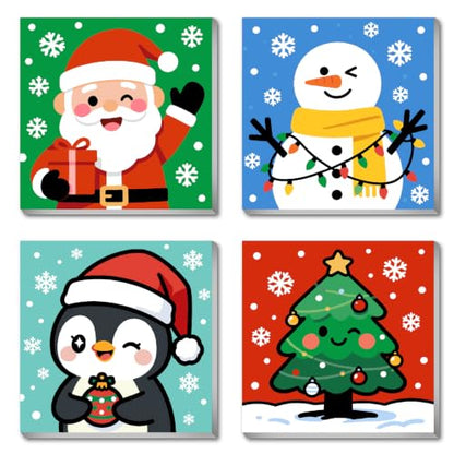 Mrnsiet 4 Pack Framed Paint by Numbers Kit for Kids, Christmas Paint by Numbers for Kids Ages 8-12, DIY Acrylic Oil Painting Drawing Kit for Children Beginner 8x8 Inch - color: DKMT0987+DKMT0988+DKMT0989+DKMT0990-US