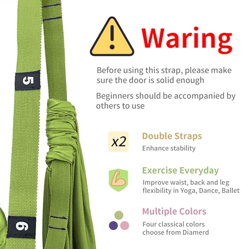 Leg Stretcher Strap Adjustable Fitness Strap Band for Waist Trainer Stretching Door Swing Flexibility Tensile Trainer with Carrying Pouch Back Bend Go Upside-Down for Yoga Practitioner Ballet Dancer Gymnastics Exercises - color: Green