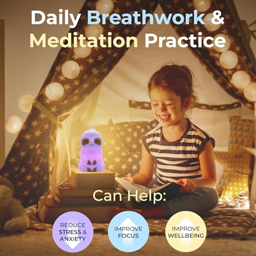 Mindsight 'Breathing Buddha' Guided Visual Meditation | 3 Modes to Slow Your Breathing & Calm Your Mind | Stress & Anxiety Relief | Wellness Gift | Adults, Kids, Classrooms | USB Rechargeable - size: Sloth (Sound)