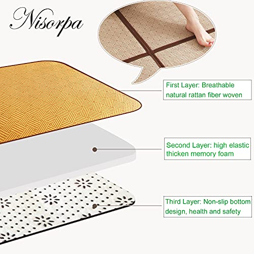 Nisorpa 71'' x 71'' Japanese Rug Tatami Rug Mat 0.47'' Thick Tatami Mat - color: Brown