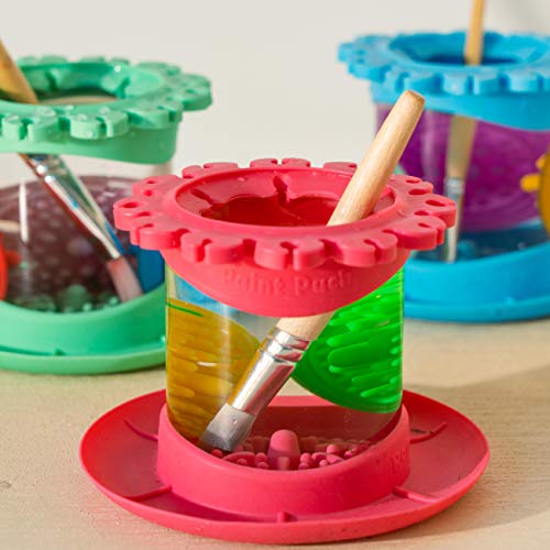 Paint Puck Ultimate Rinse Cup Paint Brush Cleaner, Mug (4 in), Red | Non-Spill Paint Water Cup & Brush Cleaner, Brush Holder, Squeegee Lips & Drip Tray, Acrylic, Watercolor, Art Supplies - color: red, size: Mug