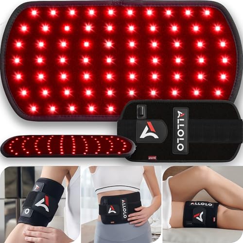 ALLOLO Red Light for Body, 3 in 1 LEDs Red Light Belt with Timer Remote Control, 660nm 850nm Infrared Light Pad for Body Waist Shoulder Knee, 12.6" x 6.3" Large Area - size: 12.6"*6.3"