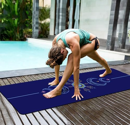 nuveti Yoga Mat Print Extra Thick TPE Non Slip Fitness Exercise Mat with Carrying Bag,72"x24" Extra Thick 6MM Exercise & Workout Mat for Yoga, Pilates Fitness and Floor Exercises - color: Blue