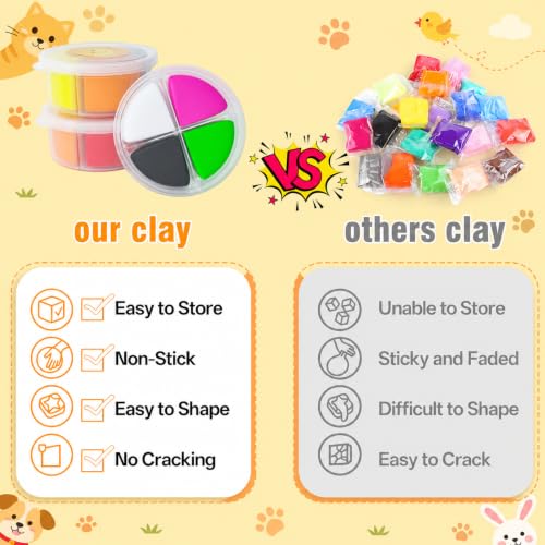 Air Dry Clay Kit -12 Animals Modeling Clay for Kids Arts and Crafts | Ultra Light & Soft,Safe & Non-Toxic,No-Sticky & Crack,DIY Molding Clay with Sculpting Tools,Party Favors Gifts for Girls Boys - color: #01Yellow- Pet Paradise