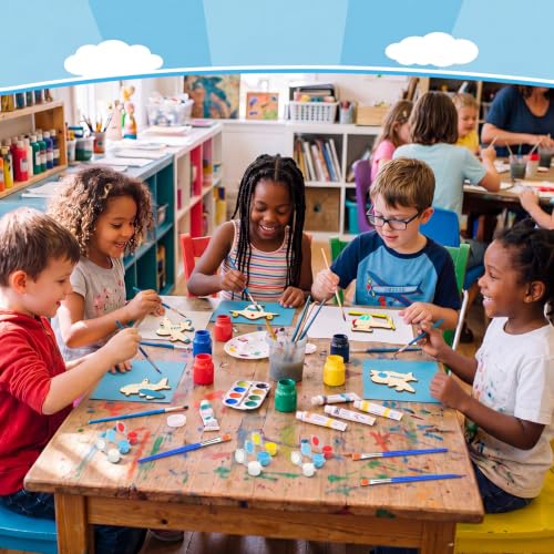 Saypacck 24 Pcs Airplane Party Favors Wooden Paint Craft Kits | DIY Painting Activity for Kids Parties, Includes Paints and Brush per Set, Goodie Bag Stuffers, Aviation Theme Projects - style: Airplane