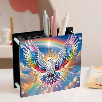 DIY Bird Diamond Art Painting Pen Holder, Diamond Pencil Case Gift, Makeup Brush Multifunctional Ornaments, Pencil Cup Pen Organizer Desktop Storage for Office, Study