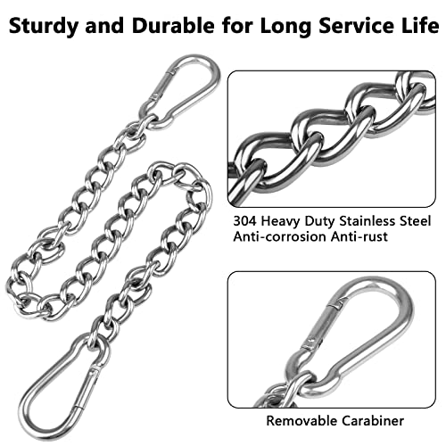Heavy Duty Hammock Chains with 4 Carabiners - Stainless Steel Hammock Chair Hardware for Indoor/Outdoor Use, 1500 LB Capacity(2 Sets)