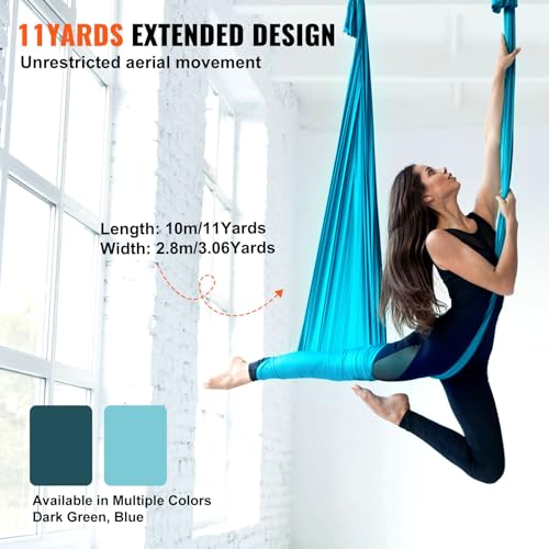 VEVOR Aerial Silk & Yoga Swing, Aerial Yoga Hammock Kit with 100gsm Nylon Fabric, Full Rigging Hardware & Easy Set-up Guide, Antigravity Flying for All Levels Fitness Bodybuilding