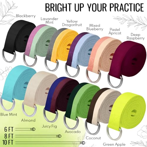 TECEUM 2 IN 1 Yoga & Mat Strap for Stretching – Cotton – 6/8/10 ft - color: Green Avocado, size: 10 ft