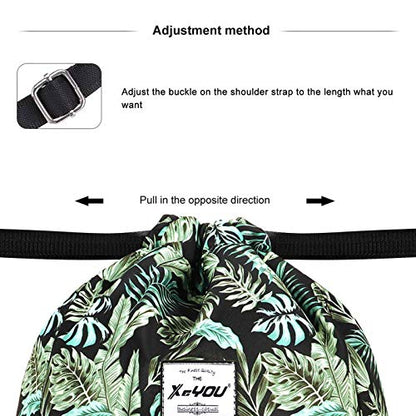 XEYOU Drawstring Backpack Bag Sport Gym Sackpack Beach Cinch Bag | Lightweight Swimming Bag, Water-Resistant Fabric, Travel Daypack for Women and Men - color: Banana Leaf