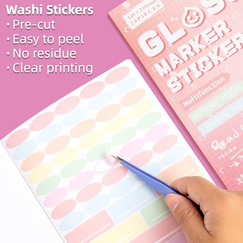 Crimson Heat Wave Label Sticker Scrapbooking Supplies for Junk Journal, 20 Sheets Stickers - Ephemera Stickers Book(TZ-012-002) - color: Crimson Heat Wave Label
