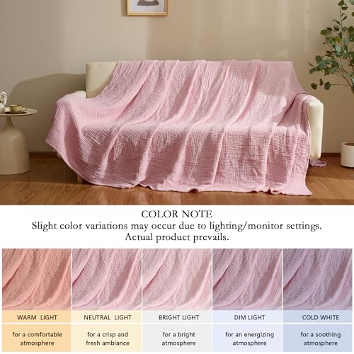 100% Cotton Muslin Blanket for Adult 66x90 4-Layers Gauze Throw - color: Dusty Pink, size: 66x90 inch