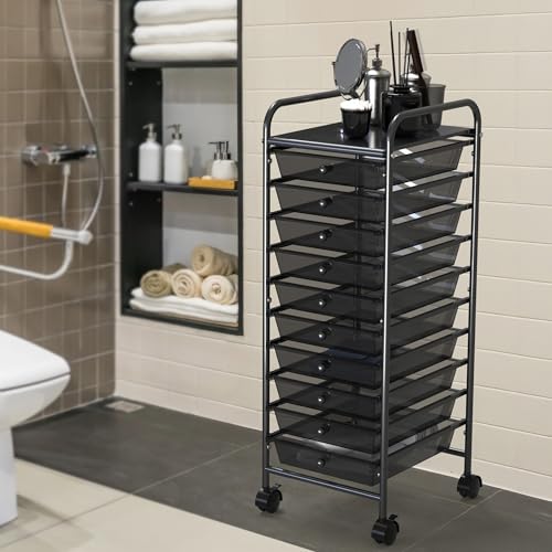 Simple Houseware 10 Drawers Rolling Utility Cart Organizer, Black - color: Black, size: 10 Drawers