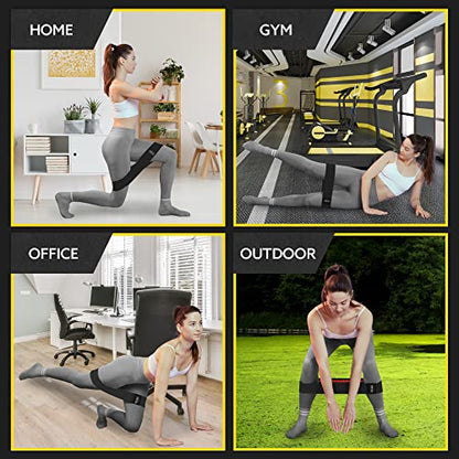 Fabric Resistance Bands for Working Out, 3-Pack for Legs and Glutes - color: Black