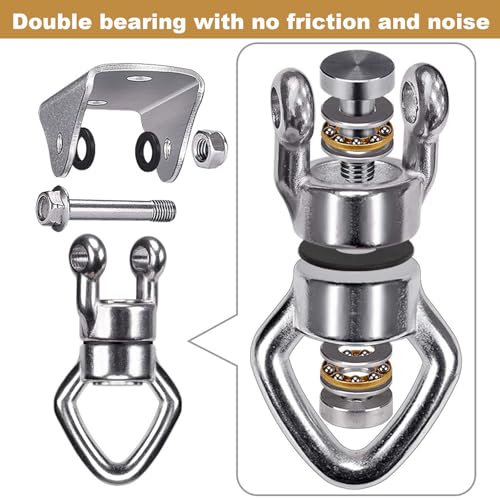 BeneLabel 800LB Capacity Swing Hanger with Bearing Swivel Stainless Steel Ceiling Mount Hanging Kit for Aerial Silks, Swings, Hammocks, Hanging Chair, Heavy Bag - color: Square Base Hanger(1 Pack)