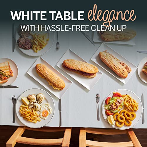 HOUZZKINGZ USA Paper Tablecloths for Rectangle Tables | 54” X 108” – 4 Pack | White Paper Disposable Tablecloth | 3-Ply Premium Paper & Plastic Table Cloths for Parties Disposable - size: 4 Pack