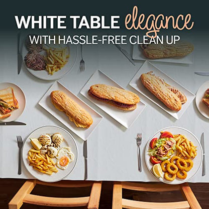 HOUZZKINGZ USA Paper Tablecloths for Rectangle Tables | 54” X 108” – 4 Pack | White Paper Disposable Tablecloth | 3-Ply Premium Paper & Plastic Table Cloths for Parties Disposable - size: 4 Pack