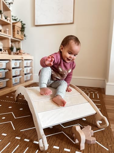 Wooden Balance Board | Seesaw balance board | Babies Montessori Toys Wobble Board Children and Adults | Balancing Children Wooden Toys | Wobble Board Balance | Wooden Seesaw Balancing Board Montessori Toy from 3 years Yoga Board Balance Training - color: