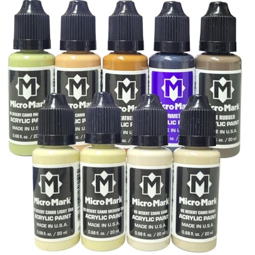 Micro-Mark US Armed Forces Desert WW2-Modern Acrylic Paint, 9-piece Set