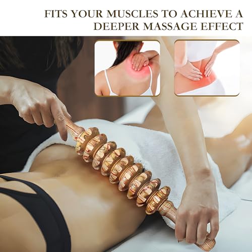 Manual Wood Therapy Massage Stick, Wooden Cellulite Muscle Roller for Legs - color: Wood Grain