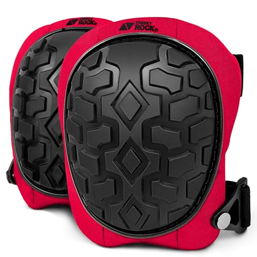 Professional Knee Pads for Work Construction with Heavy Duty Cap Foam Padding Gel Cushion Knee Pads for Men, Comfortable Adjustable Strong Strap, Military Grade Rivet for Flooring Gardening, Red - color: Red