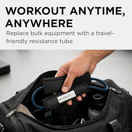THERABAND Resistance Tubes, 12" Padded Cuffs, Blue, Extra Heavy, Level 4 | Durable, rubber. For home, travel, gym. Elastic, fitness, strength, training. - color: Level 4 / Extra Heavy - Blue