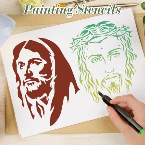 Christian Cross Stencils for Crafts Reusable 20Pcs Art Painting Stencil | DIY Stencil Furniture Decor Kit for Wood Embroidery Wall Silk Screen Journaling - color: Cross